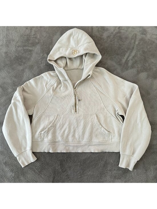 Lululemon Tops - Lululemon Oversized Half Zip Cropped Hoodie Women's M/L Medium Large *flaw